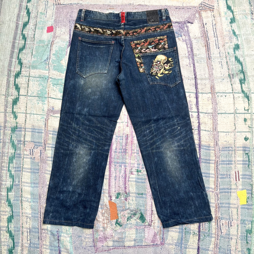 Big Train Osaka Japanese Denim Jeans Mens 36x29 Acid Wash Y2K Grunge Archive VTG